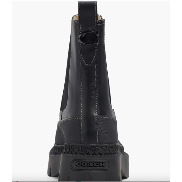 Coach Jayla Chelsea Leather Ankle Lug Boots | Womens 9, Black NEW - Picture 6 of 7